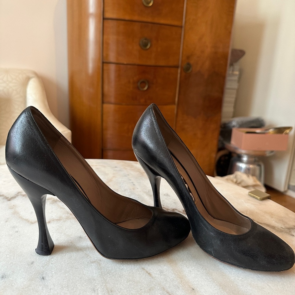 Rochas Black Leather Heels